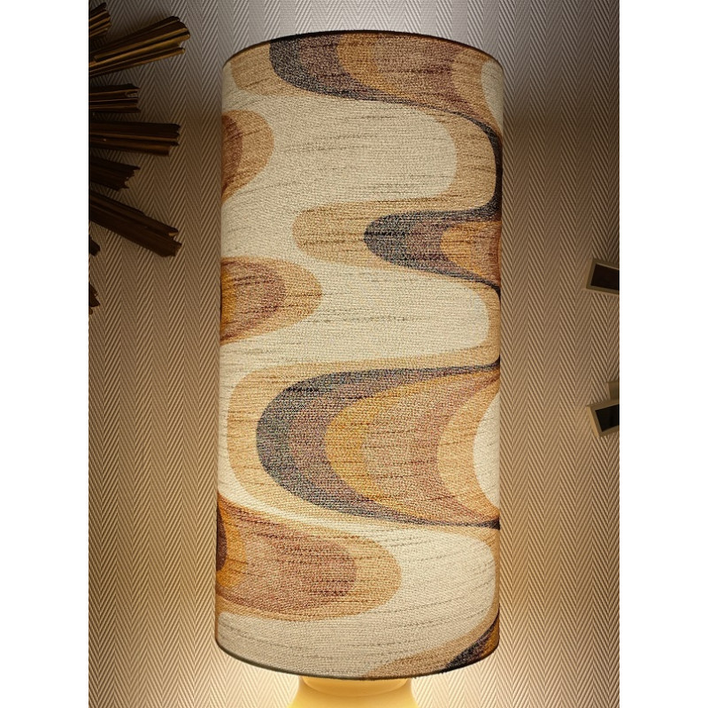 DeskLamp brown opalin glass Ondoyant - mid-century fabric