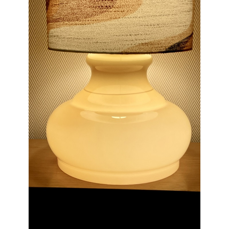 DeskLamp brown opalin glass Ondoyant - mid-century fabric