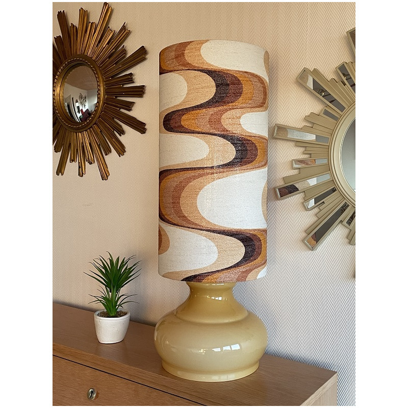 Lampe opaline orange Ondoyant - tissu rétro