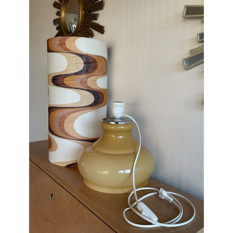 DeskLamp brown opalin glass Ondoyant - mid-century fabric