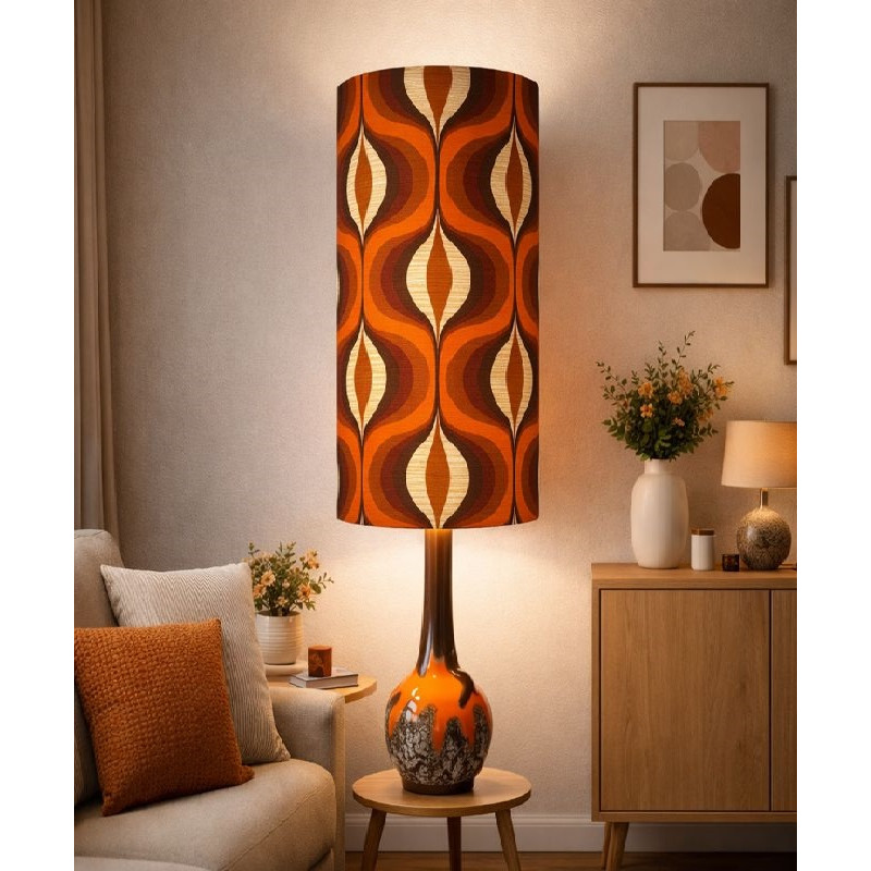 Abat-jour Vyper H80 D35 - tissu vintage 70's