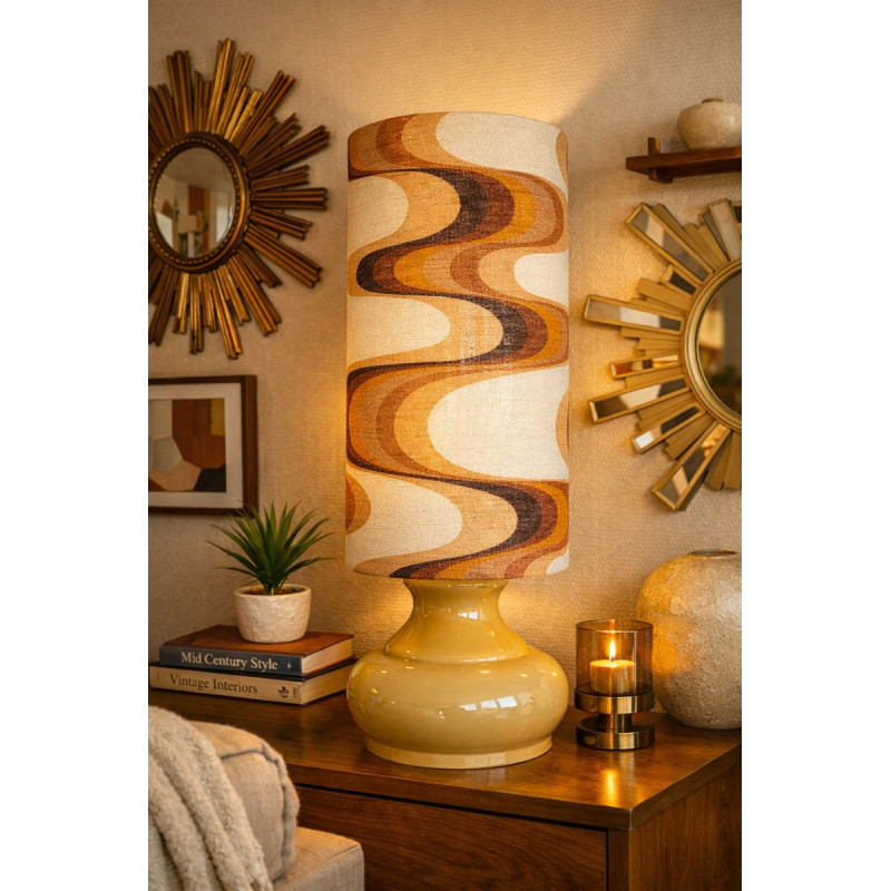 Lampe opaline orange Ondoyant - tissu rétro