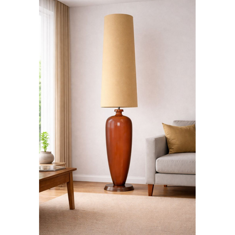Lampshade Ocre linen textured H90 D40 d31cm
