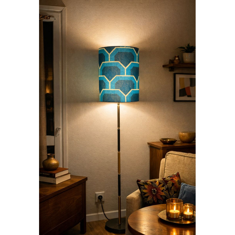 Abat-jour Iroise H40 D30 - tissu vintage