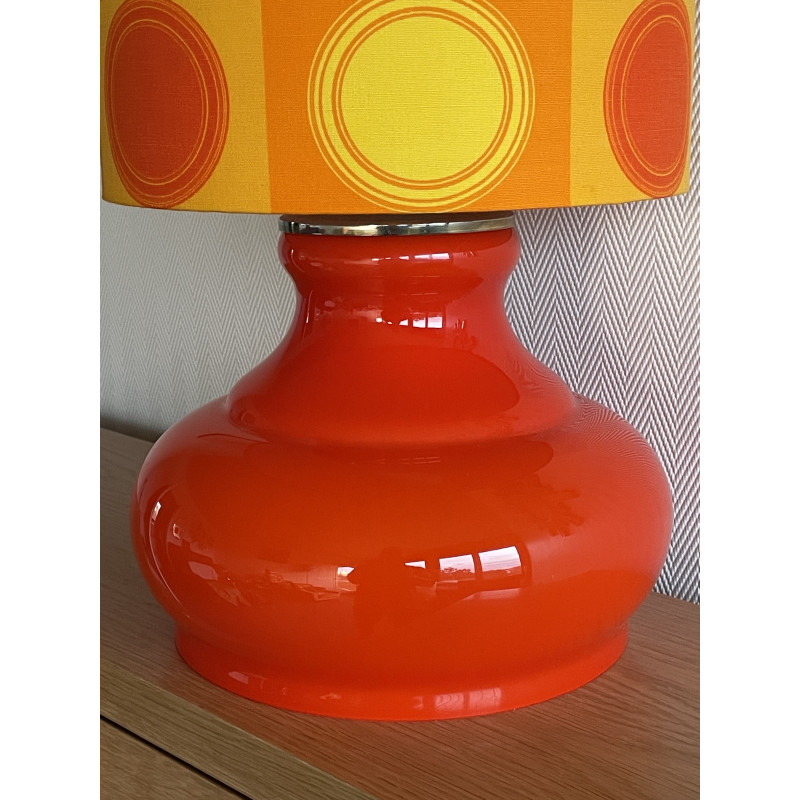 Lampe opaline orange Focale - tissu rétro
