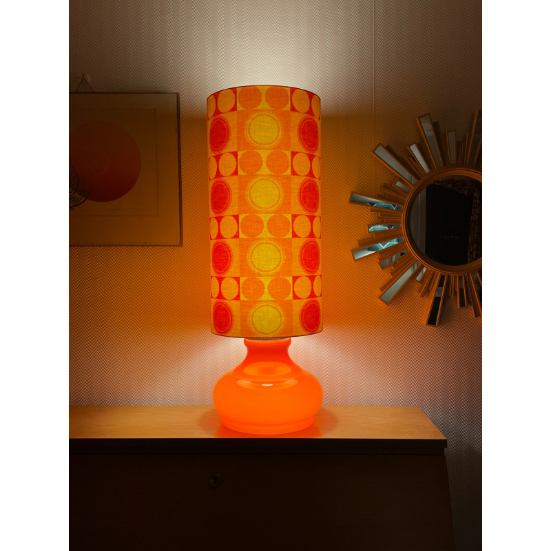 Lampe opaline orange Focale - tissu rétro