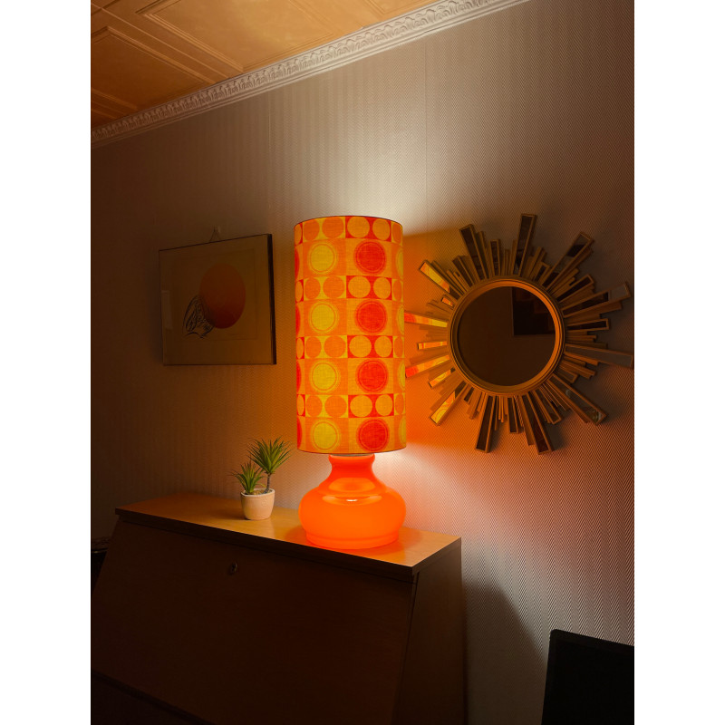 Lampe opaline orange Focale - tissu rétro