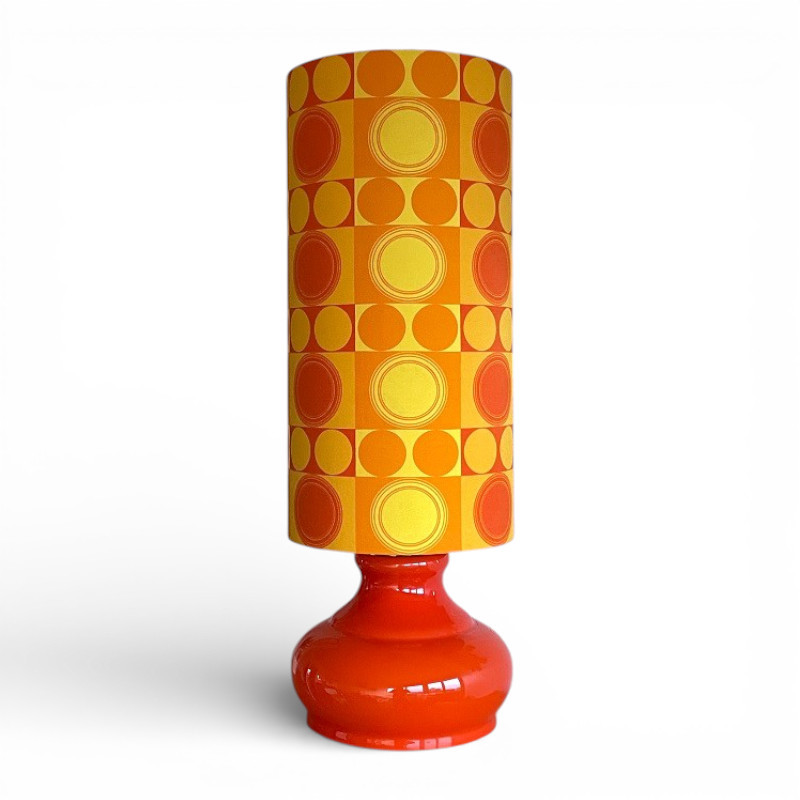 Lampe opaline orange Focale - tissu rétro