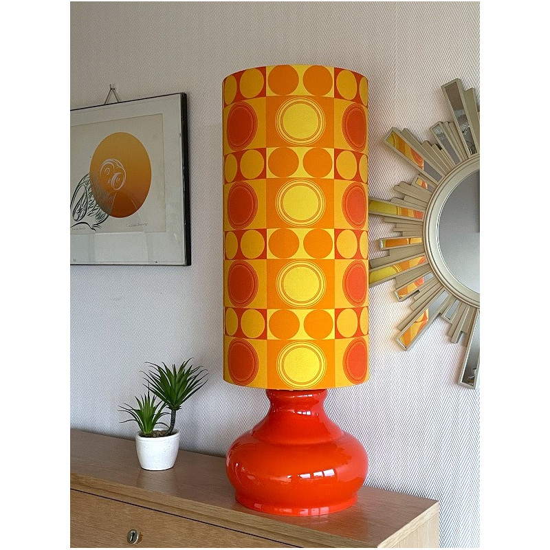 Lampe opaline orange Focale - tissu rétro