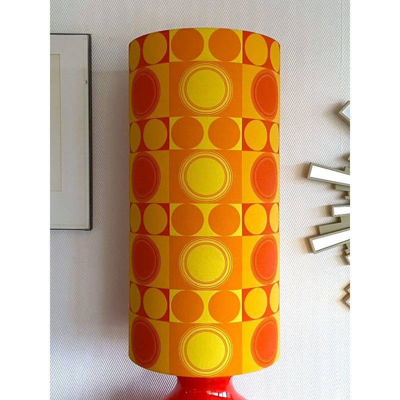 Lampe opaline orange Focale - tissu rétro