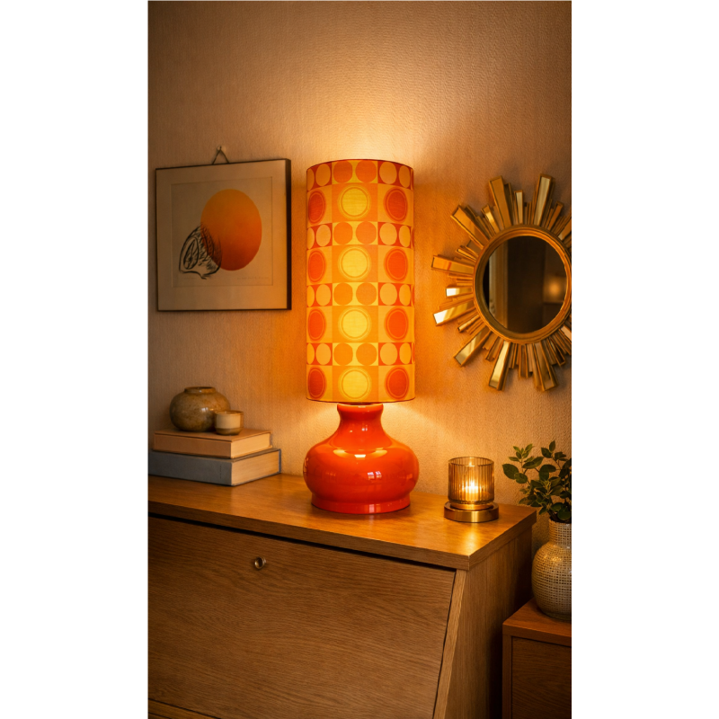 Lampe opaline orange Focale - tissu rétro