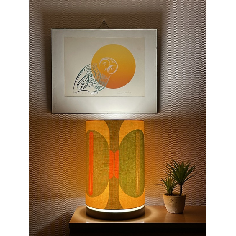 Lamp'angel Saturne H39 D25 - tissu vintage - tissu vintage