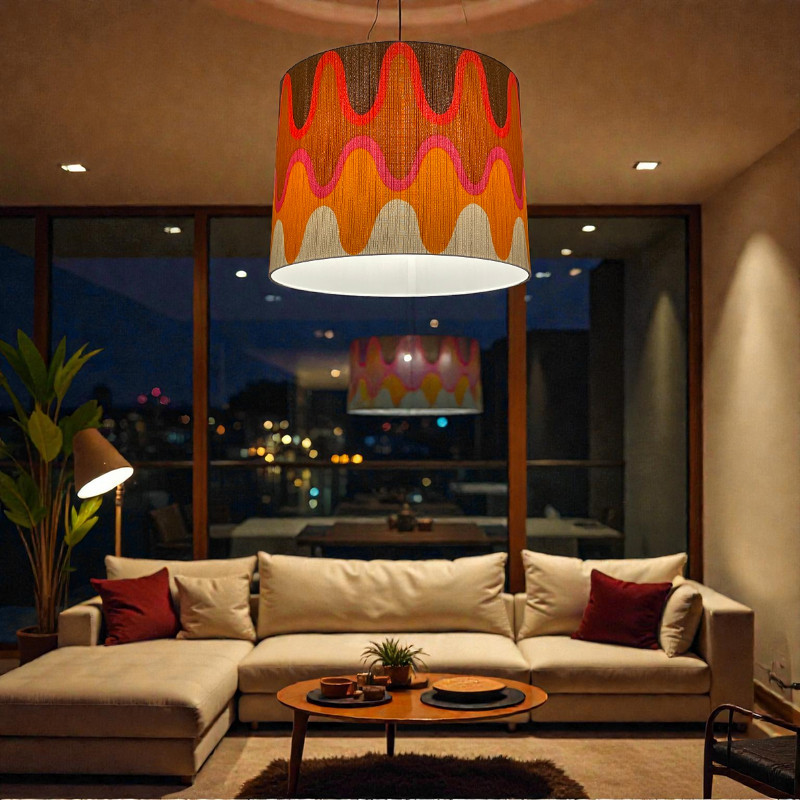 Abat-jour Ola tissu H36 D45 vintage 70s