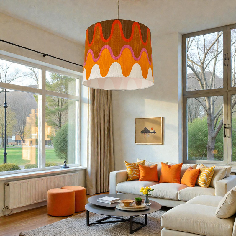 Lampshade Ola tissu H36 D45 vintage 70s