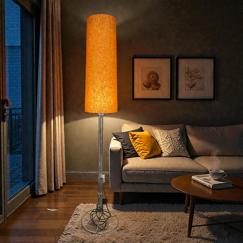 Lampshade Ocre linen textured H80 D30 d25cm