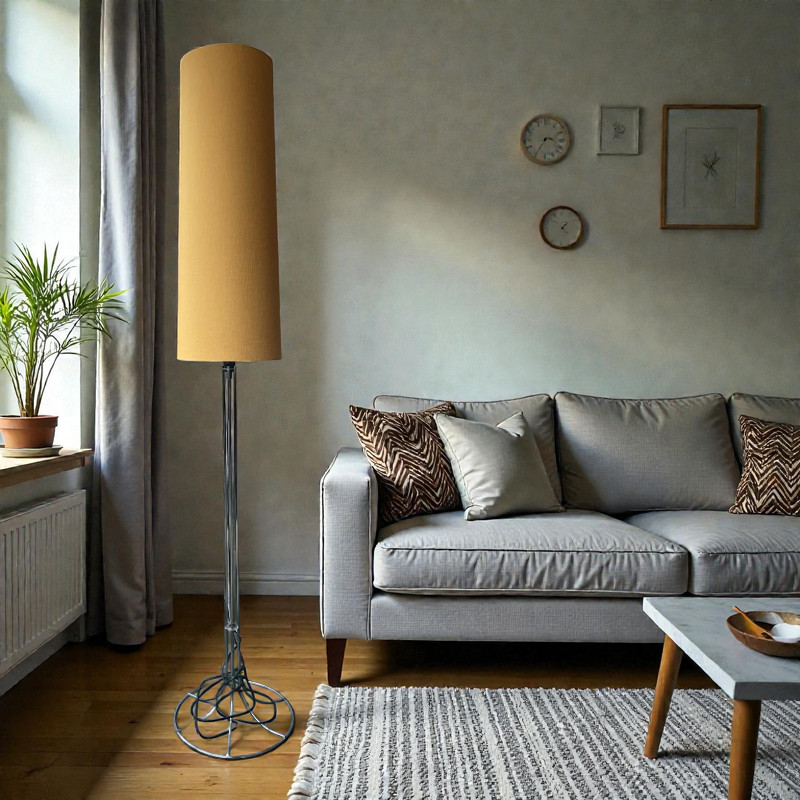 Abat-jour Ocre lin texturé H80 D30 d25