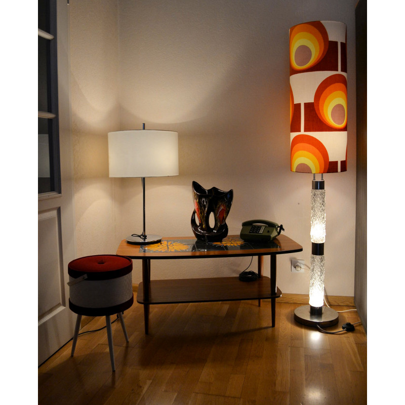 Abat-jour Apollo J H80 D35 - tissu vintage 70's