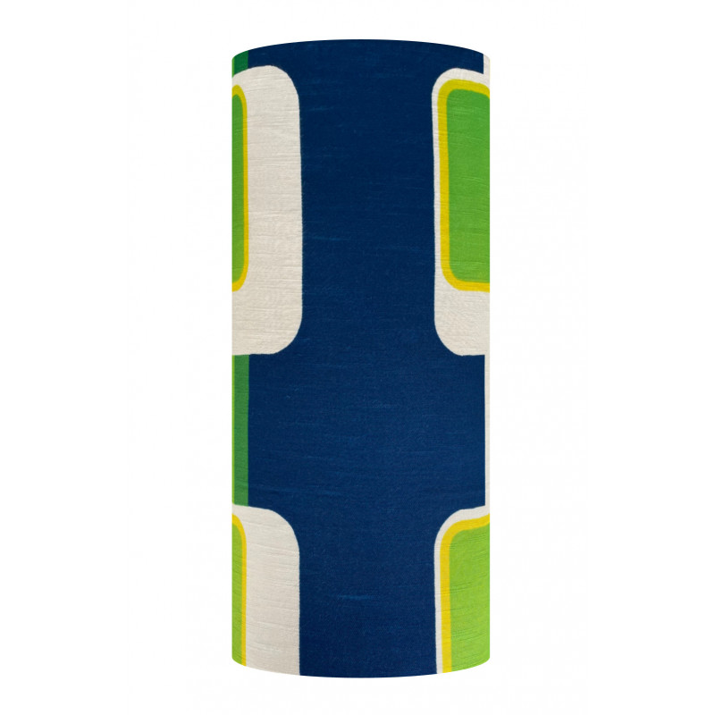 Abat-jour Hublo vert - H80 D33 - tissu vintage