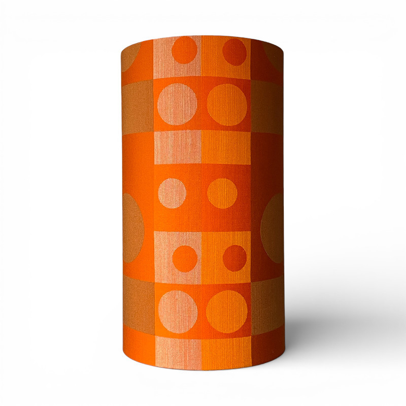 Abat-jour Orangeade H50 D28 - tissu rétro années 1970