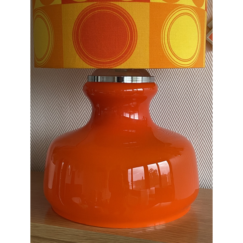 Lampe opaline orange Focale - tissu rétro 1970's
