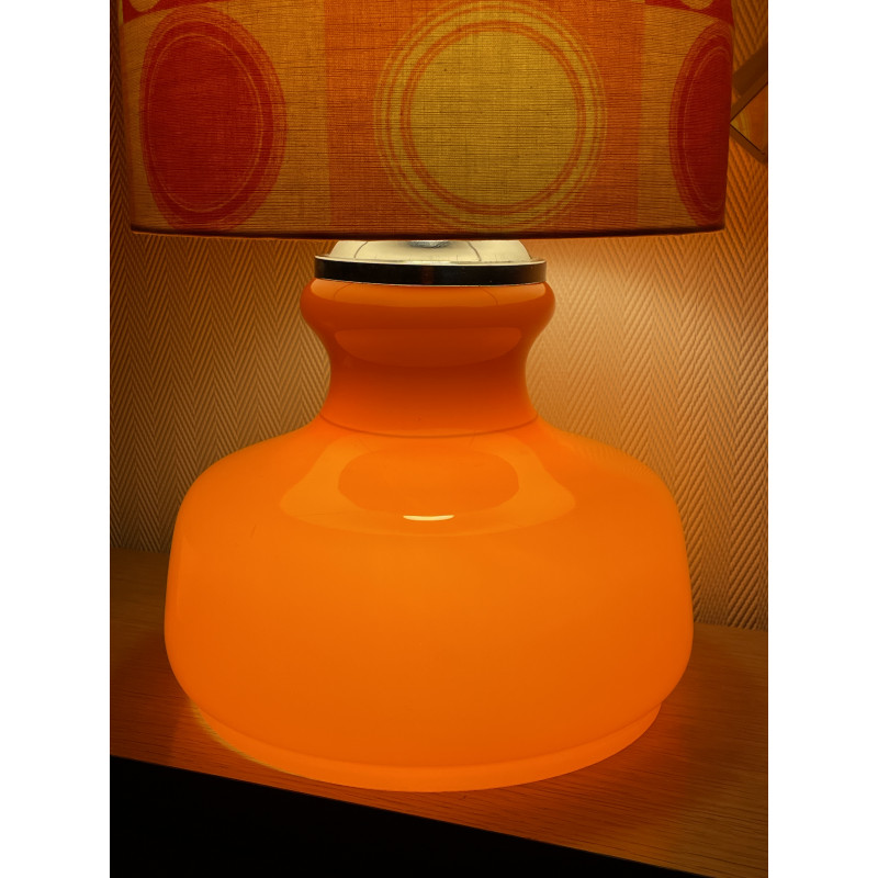 DeskLamp orange opalin glass Focale - 70's mid-century fabric