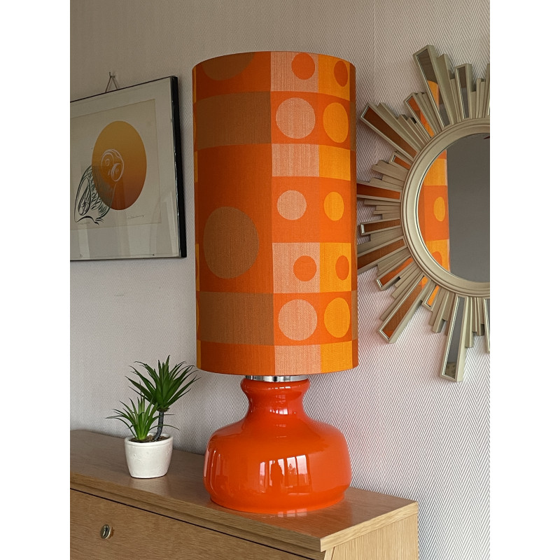 Abat-jour Orangeade H50 D28 - tissu rétro années 1970