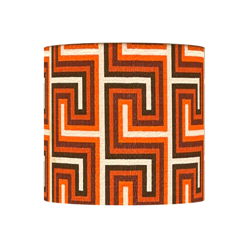 Abat-jour Labyrinthe H35 D35 - tissu époque 70