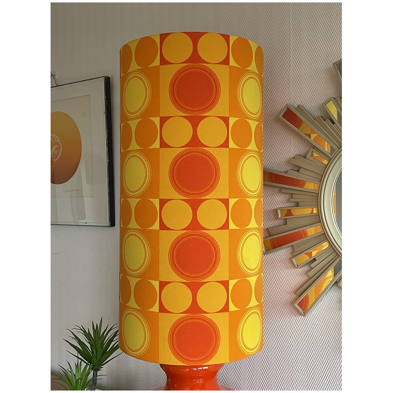 Lampe opaline orange Focale - tissu rétro 1970's