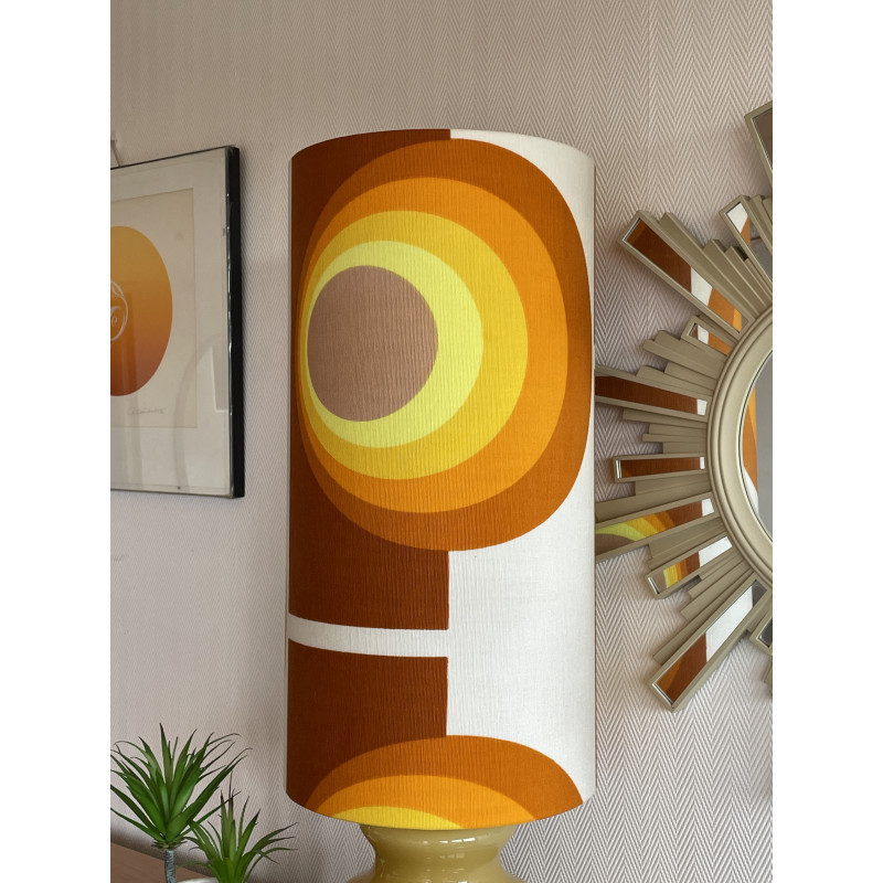 Lampe opaline beige Apollo J - tissu rétro 1970's