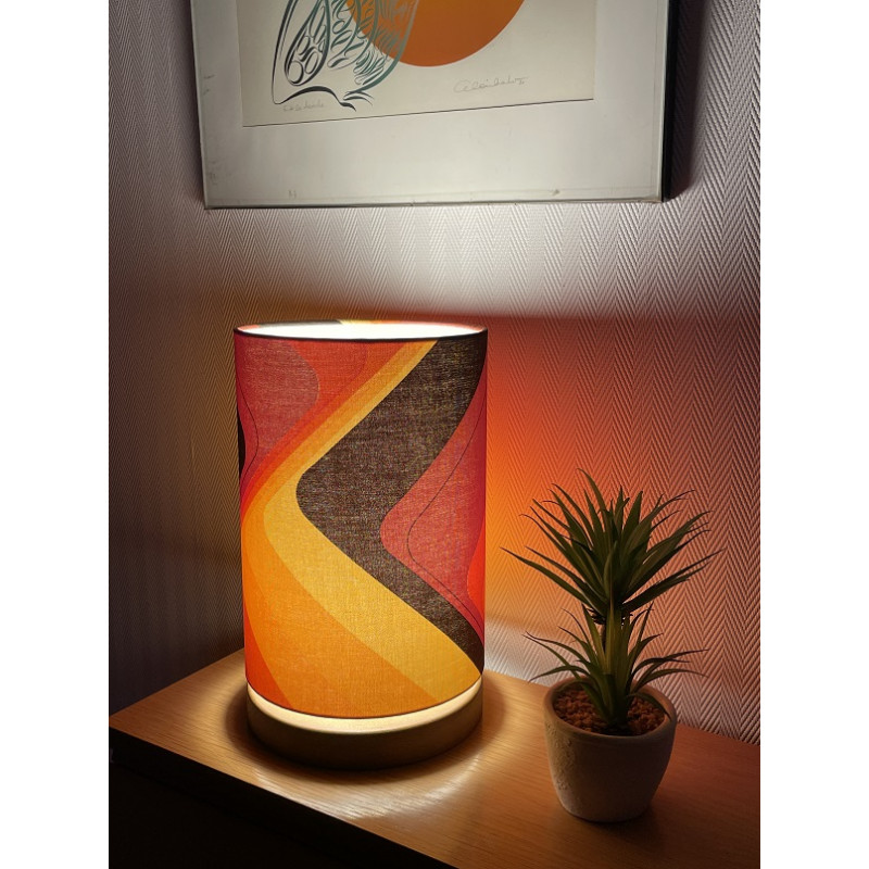 Lamp'angel Up & Down orange H33 D20 - tissu vintage