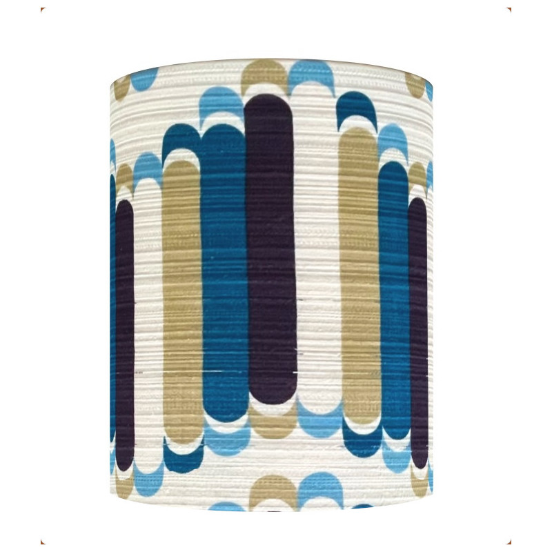 Abat-jour Sampan H40  D35 - tissu vintage 70's