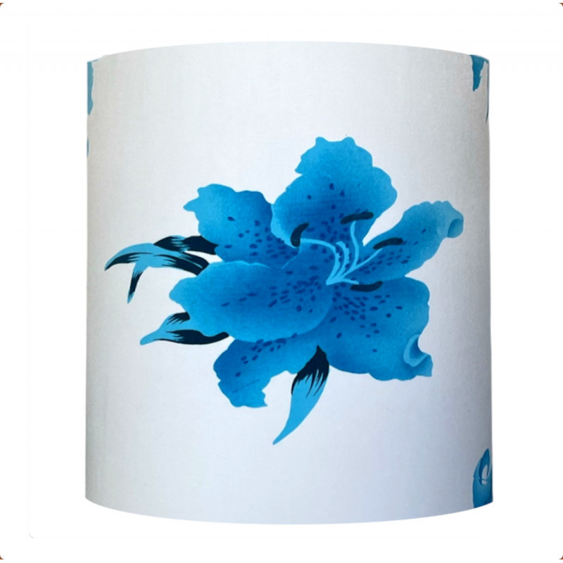 Lampshade Althéa blue H40 D35cm - mid-century fabric