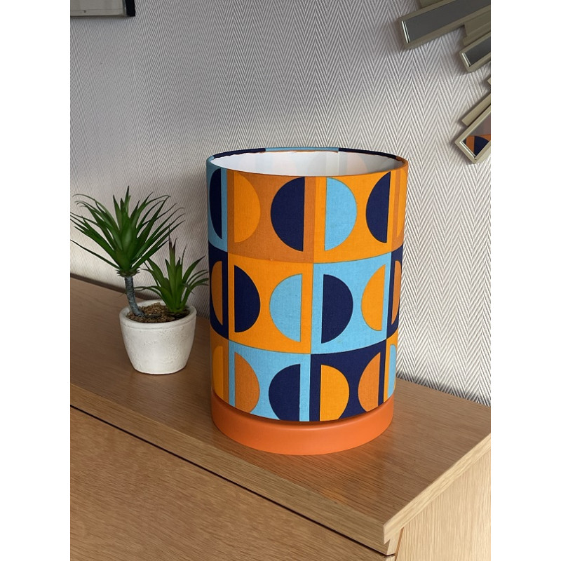 Lamp'angel Moma bleu H28 D20 - tissu vintage