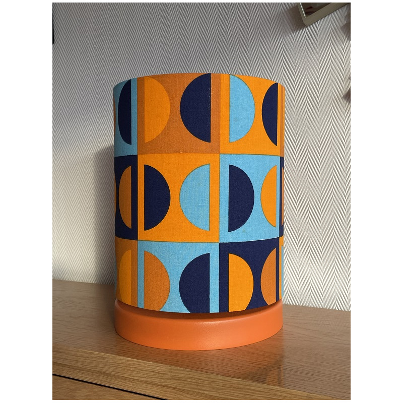 Lamp'angel Moma bleu H28 D20 - tissu vintage