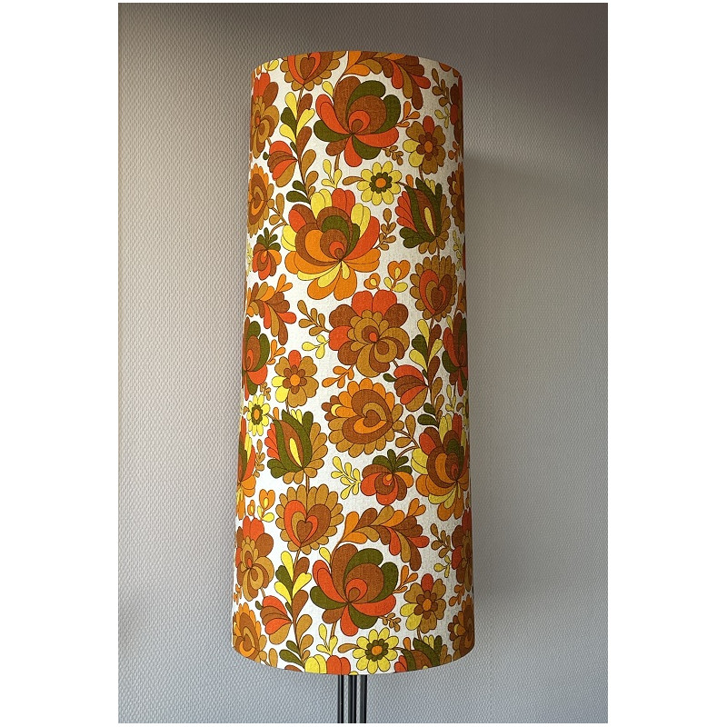 Abat-jour Chrysantheme H80 D35 D30 - Tissu années 70