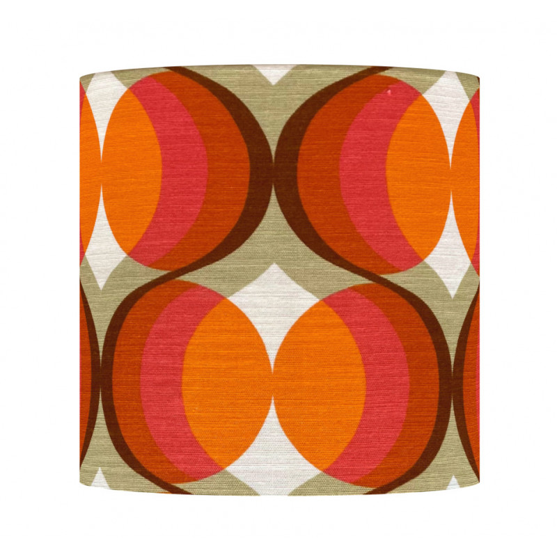 Lampshade Agate orange H42 D40 - 1970's fabric