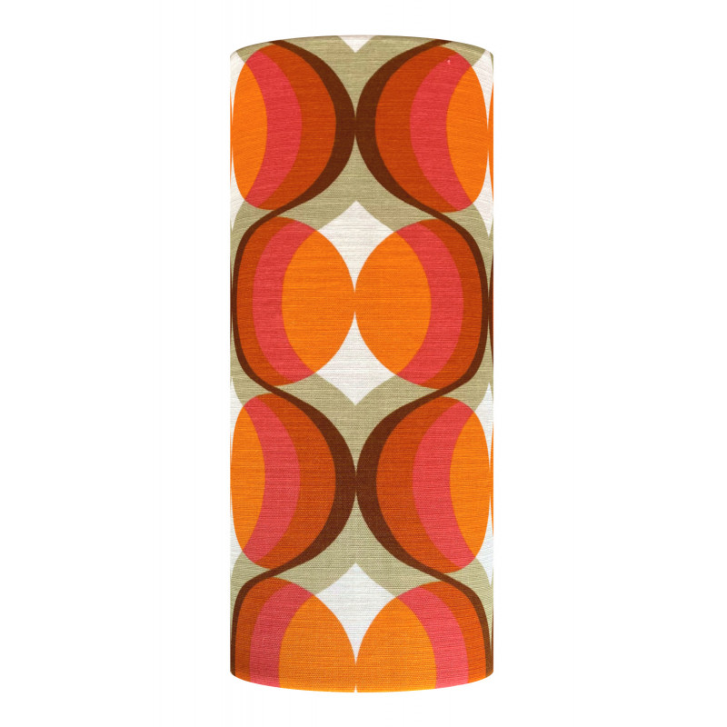 Abat-jour Agate orange H75 D30 - tissu rétro années 1970