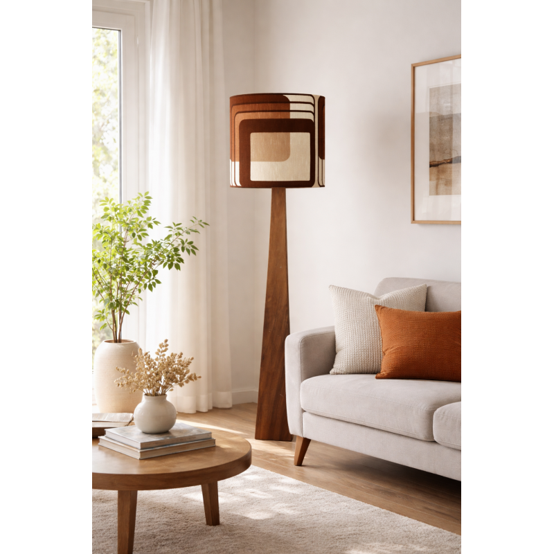 Abat-jour C carré H40 D40 - tissu vintage