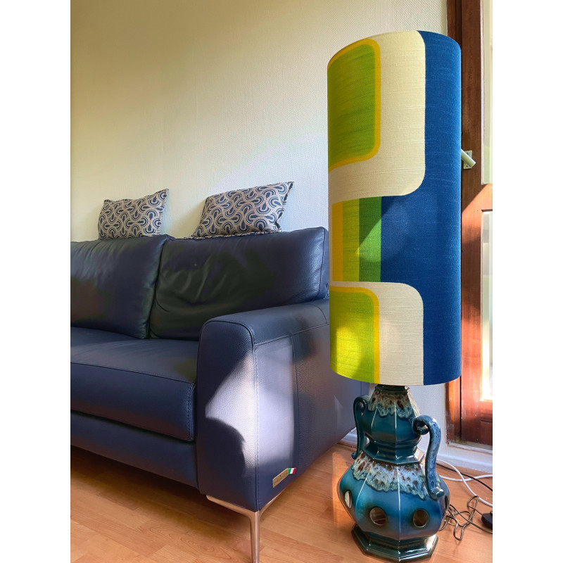 Floor lamp Hublo blue  - vintage mid century 1970's