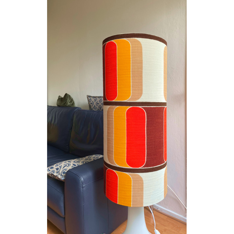 Abat-jour Baril H80 D35 - tissu vintage 70's
