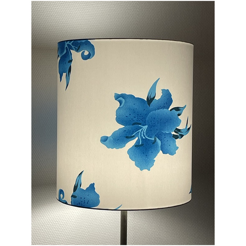 Lampshade Althéa blue H40 D35cm - mid-century fabric