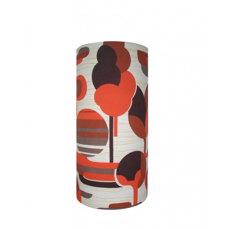 Abat-jour Paysage orange H48 D25 - tissu 1970's