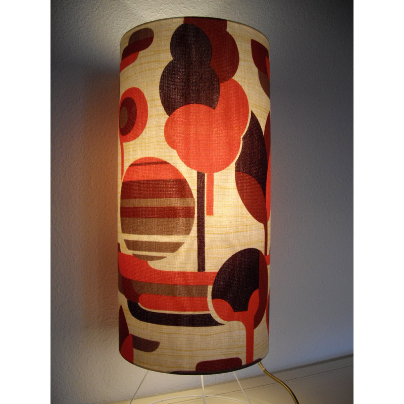 Lampshade Paysage orange H48cm D25cm - 1970's fabric