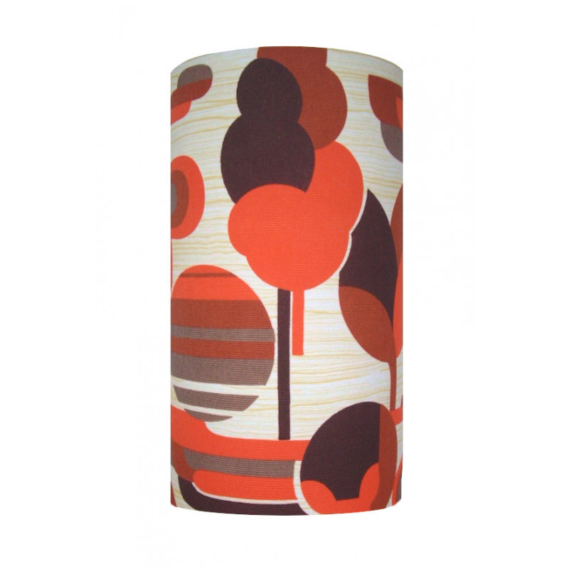 Lampshade Paysage orange H40cm D25cm - 1970's fabric