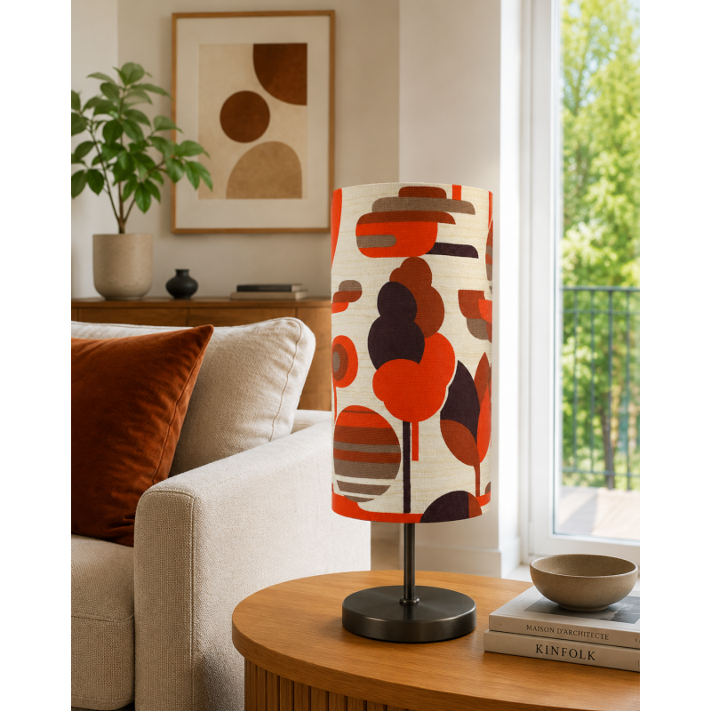Lampshade Paysage H50cm D25cm - 1970's tissue