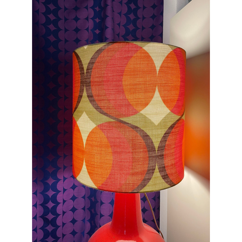 Lampshade Agate orange H42 D40 - 1970's fabric