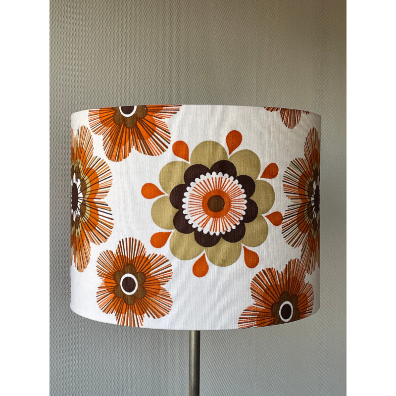 Abat-jour 1000pertuis H35 D40 - tissu vintage 70's