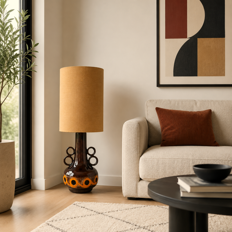 Lampshade Ocre linen textured H55 D40cm