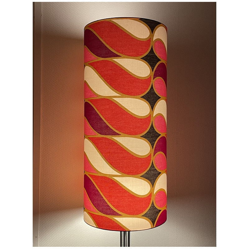 Abat-jour Cortes H80 D35 - tissu vintage 70's