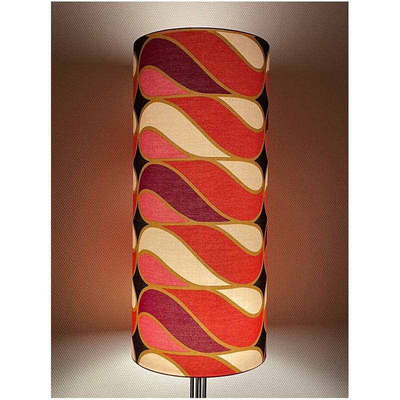 Abat-jour Cortes H80 D35 - tissu vintage 70's